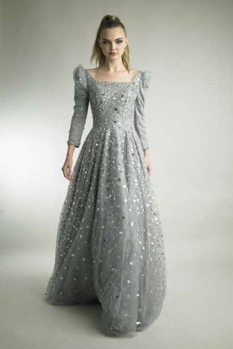 Princess Sleeve Beaded Gown