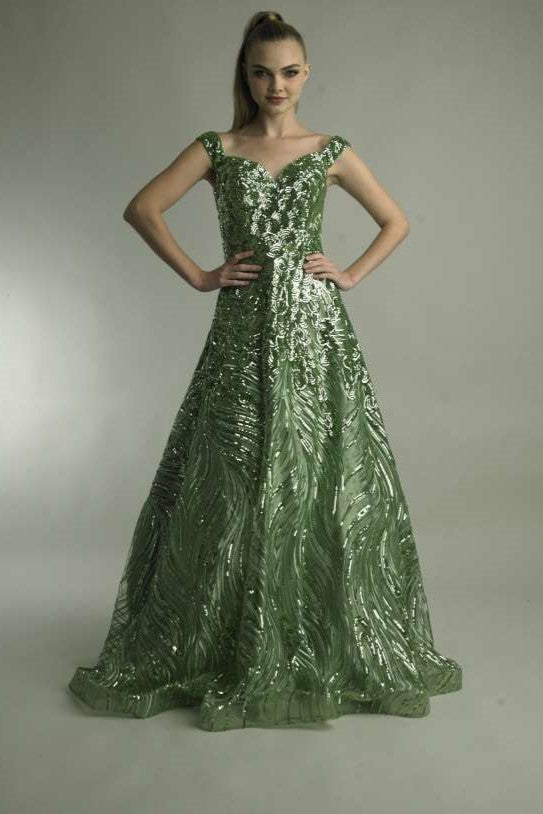 Off the Shoulder Swirl Gown