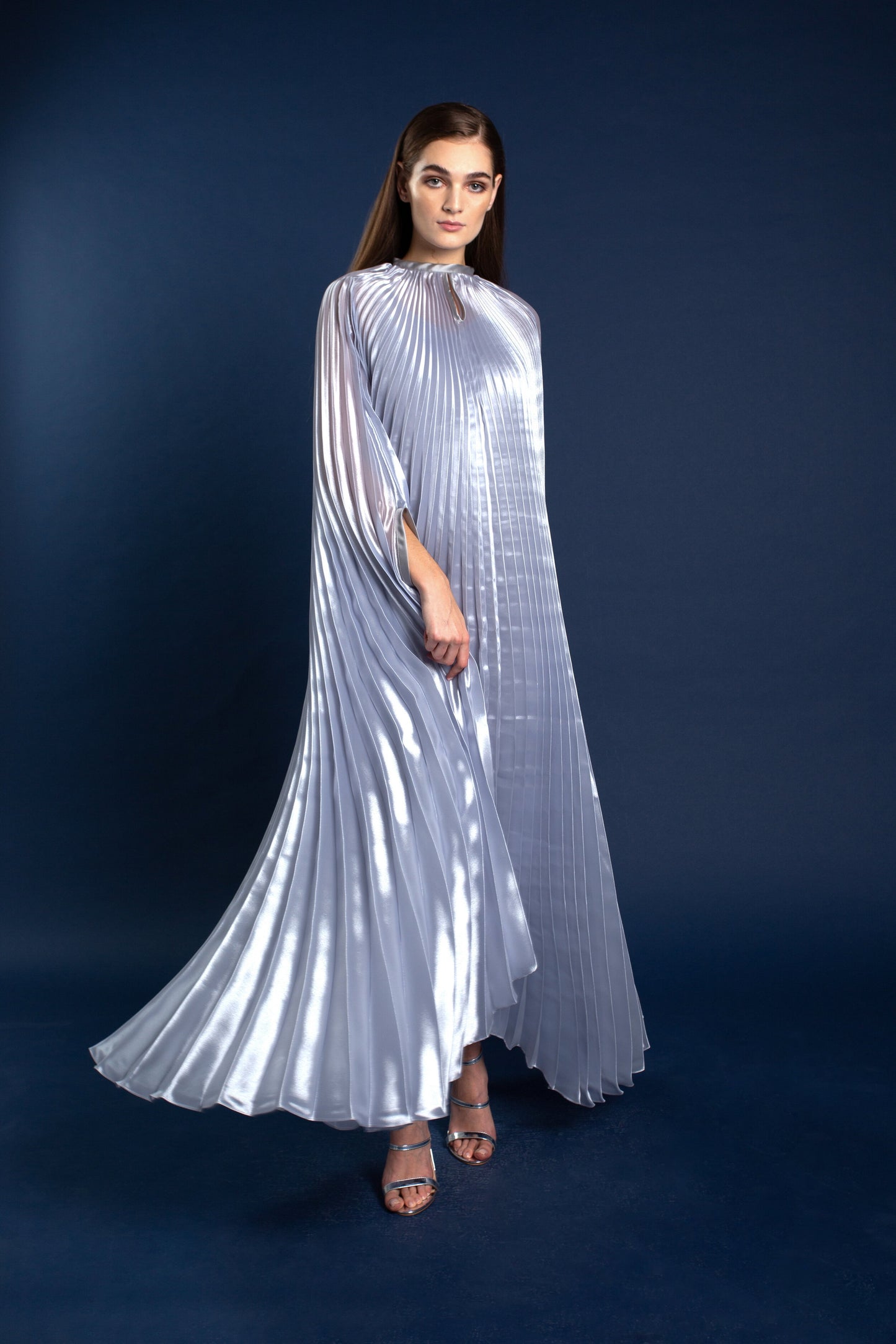 Sasha Glass Organza Pleated Cape
