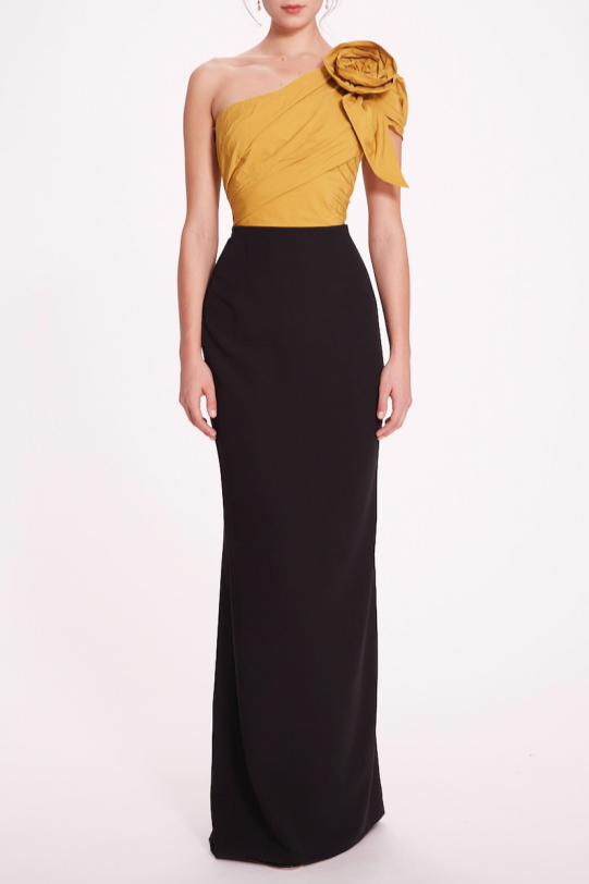 Detailed One-Shoulder Gown