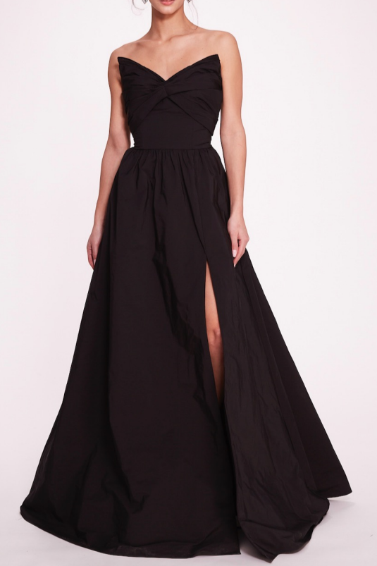 Strapless Sleeveless Taffeta Gown
