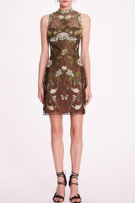 Embroidered Floral Mini Dress