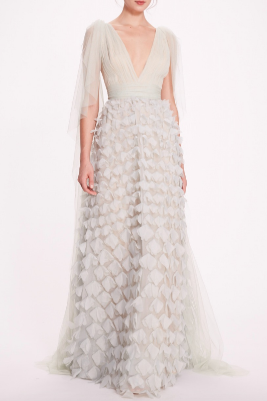 V-Neck Tulle Gown
