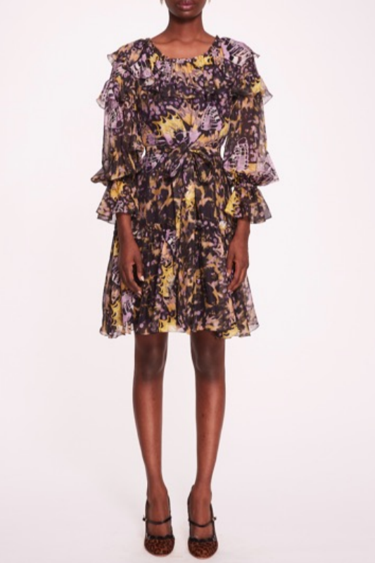 Long Sleeve Silk Mini Dress