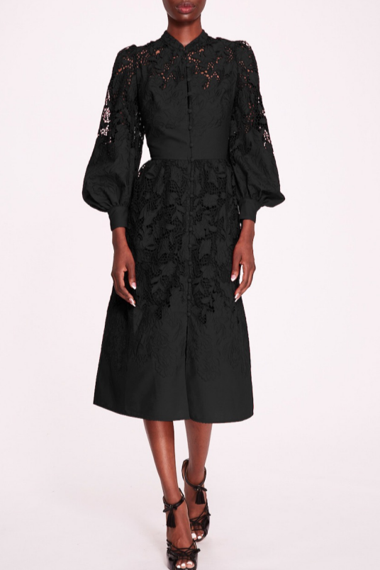 Long-Sleeve Buttoned Dress