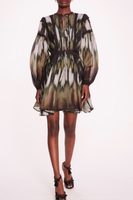 A-line Printed Silk Dress