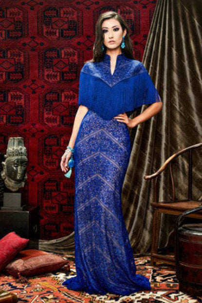 Half Sleeve Evening Gown