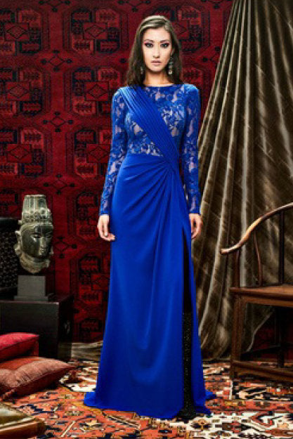 Long Sleeve Side Slit Gown