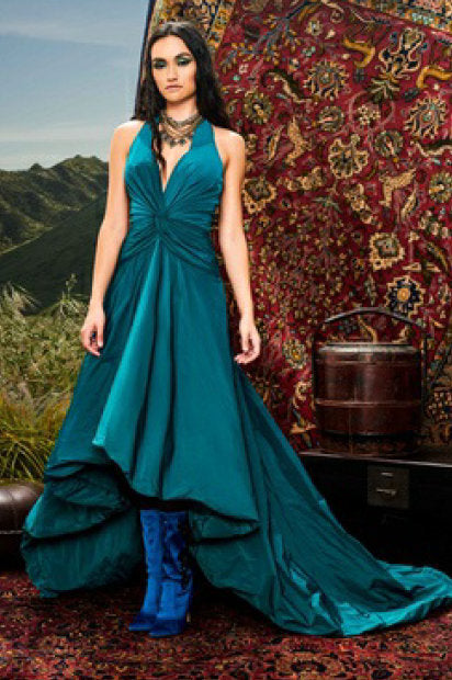 Halter Neck High Low Gown