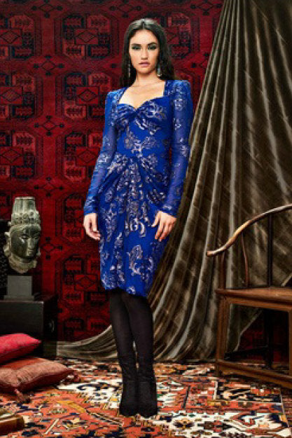 Long Sleeve Sweetheart Neck Dress