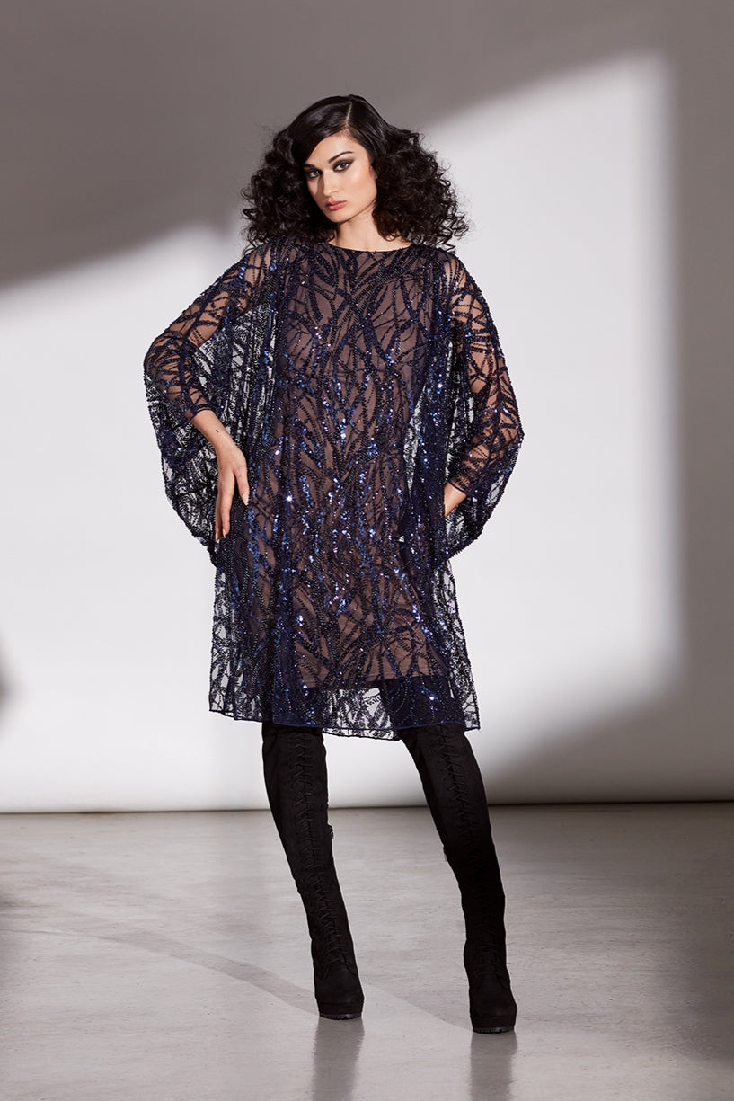 Embroidered Tulle Cocktail Dress