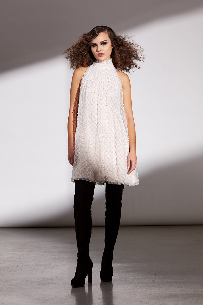 Smocked Tulle Trapeze Dress