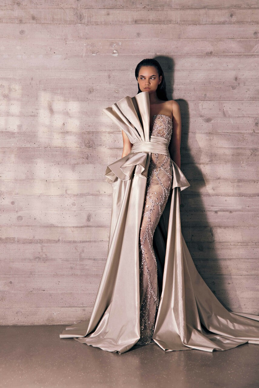 Tulle Gown with Removable Overskirt