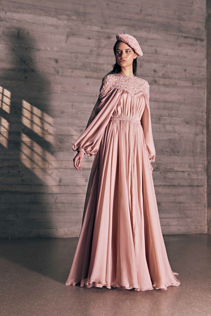 Flora Embroidered Mousseline Caftan Gown