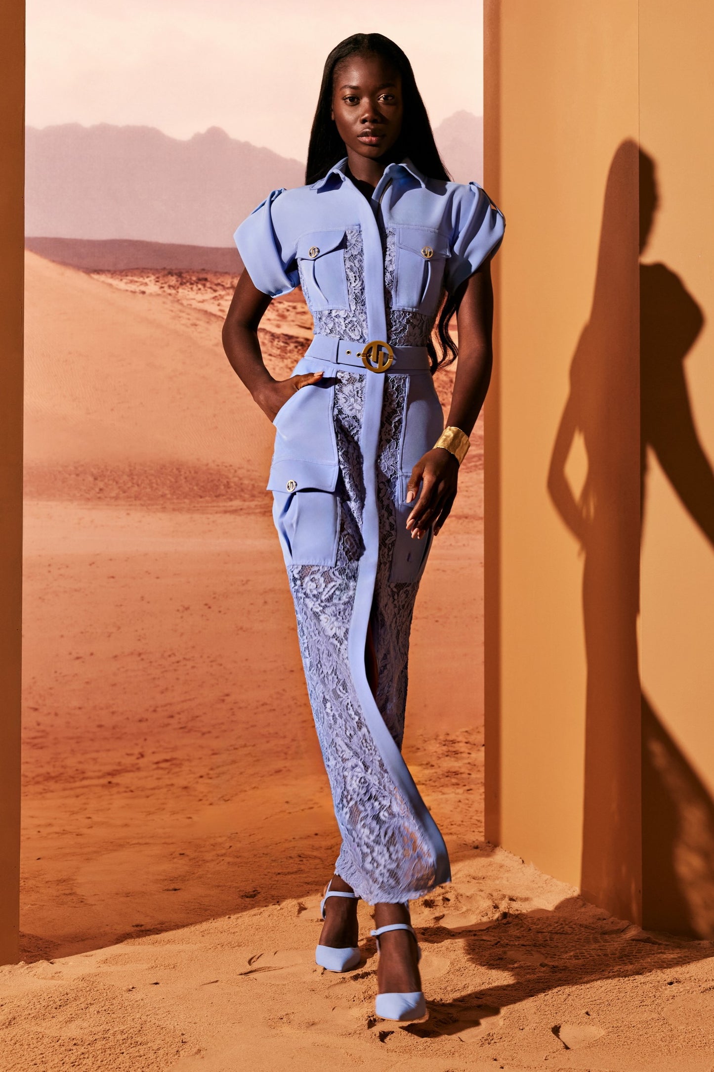 Lace Cutout Shirt Dress