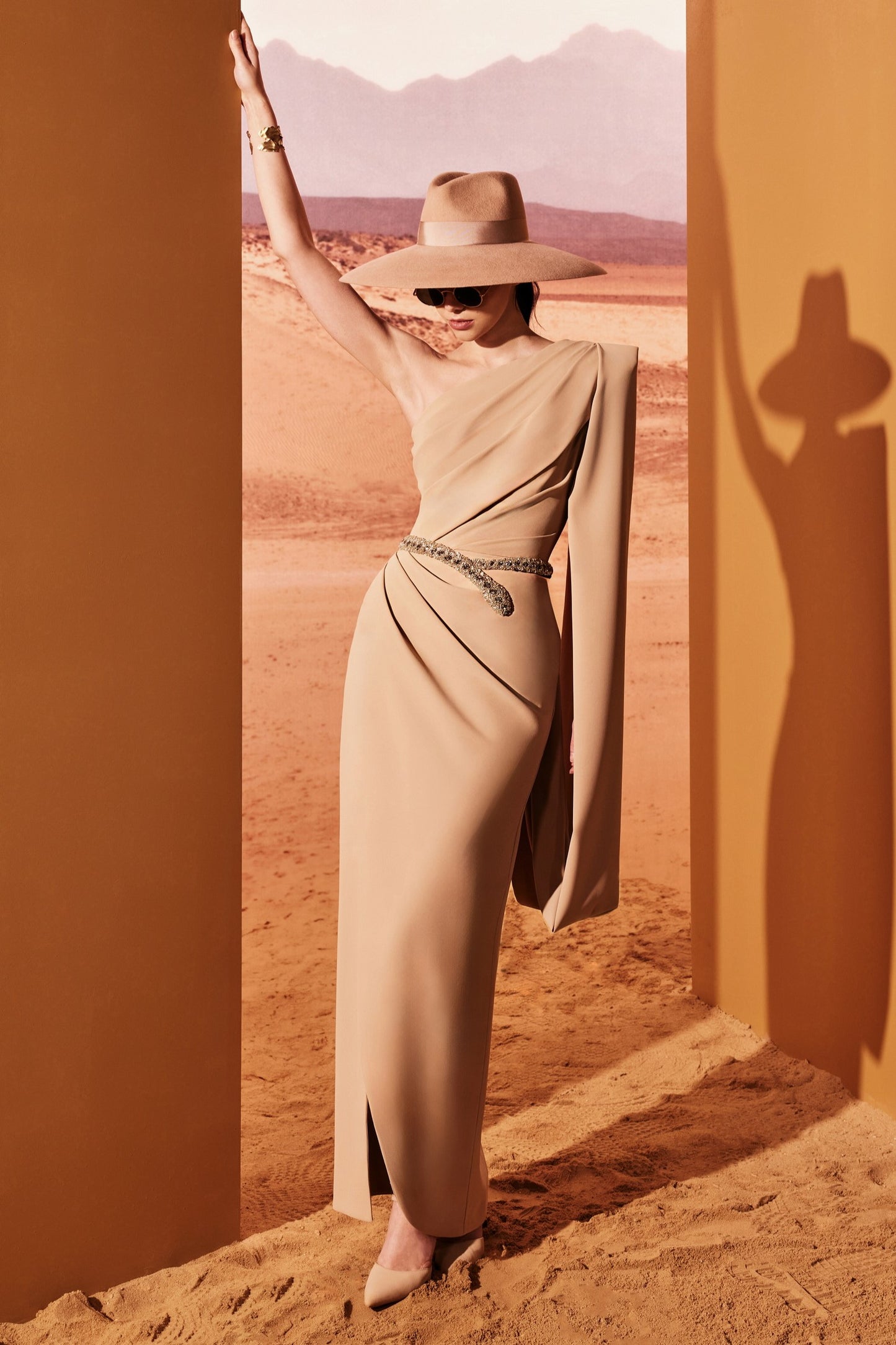 Crepe Ankle-Length Dress