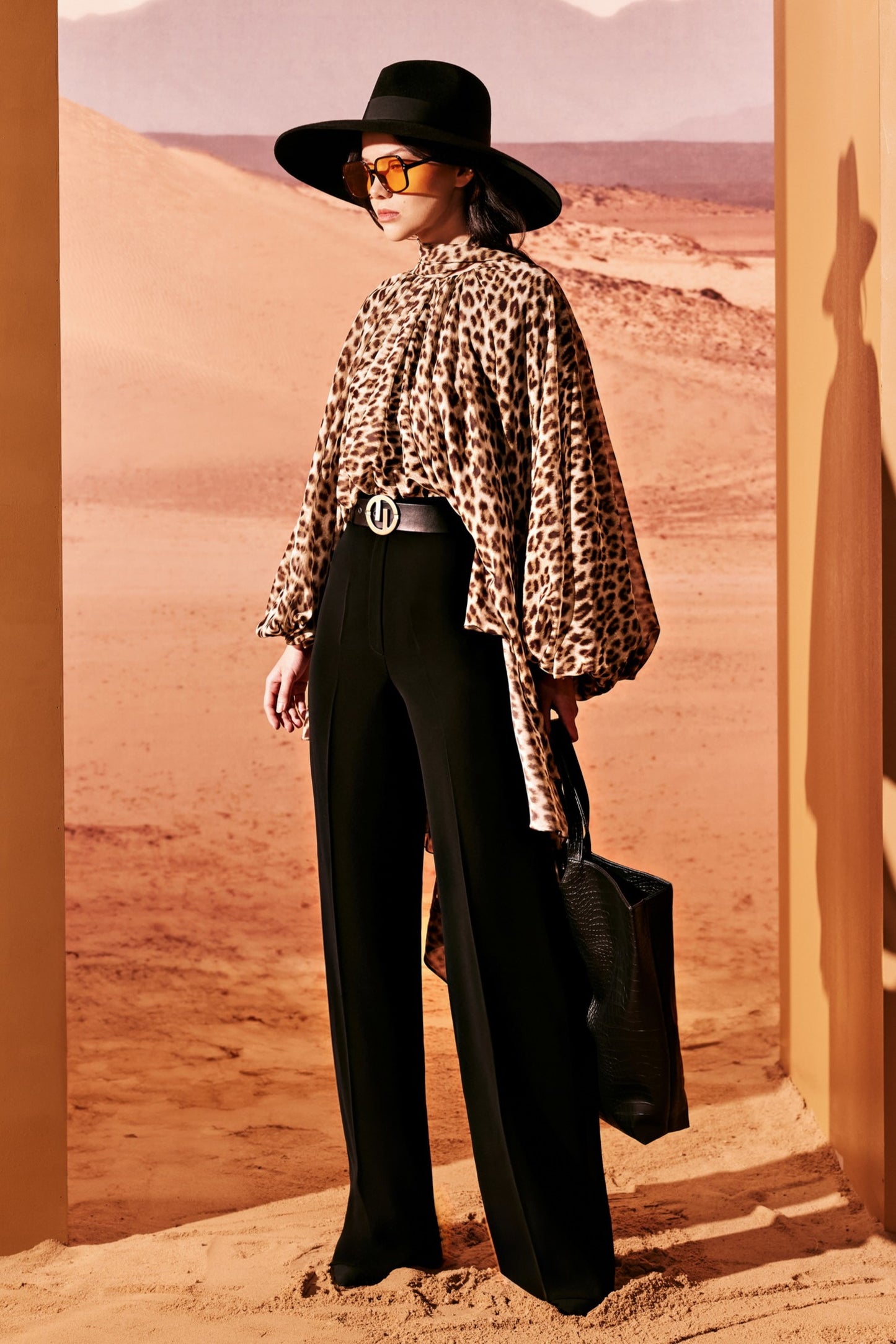 Animal Print Shirt with Crepe Trousers