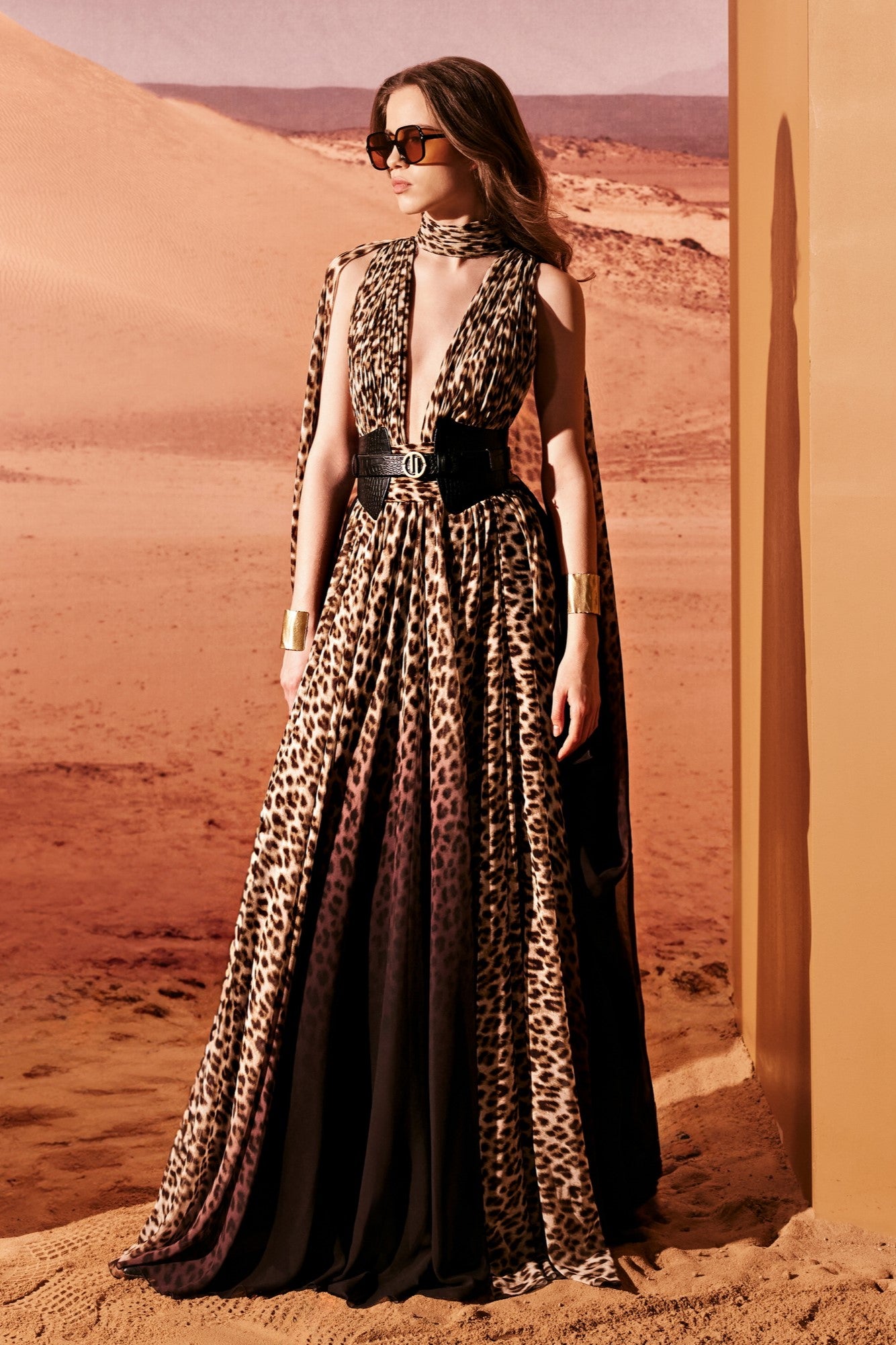 Organza Animal Print Gown