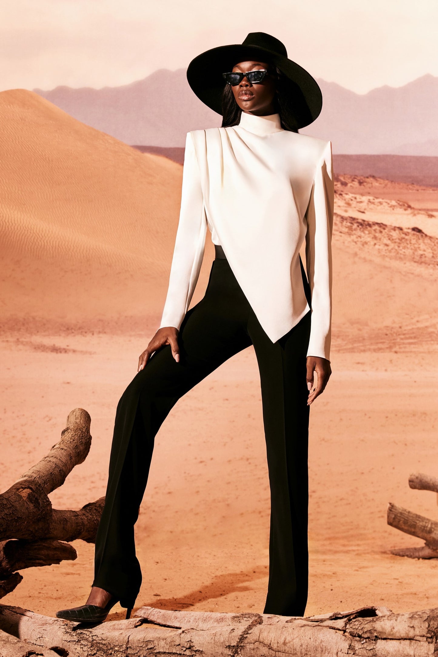 Satin Crepe Shirt with Trousers