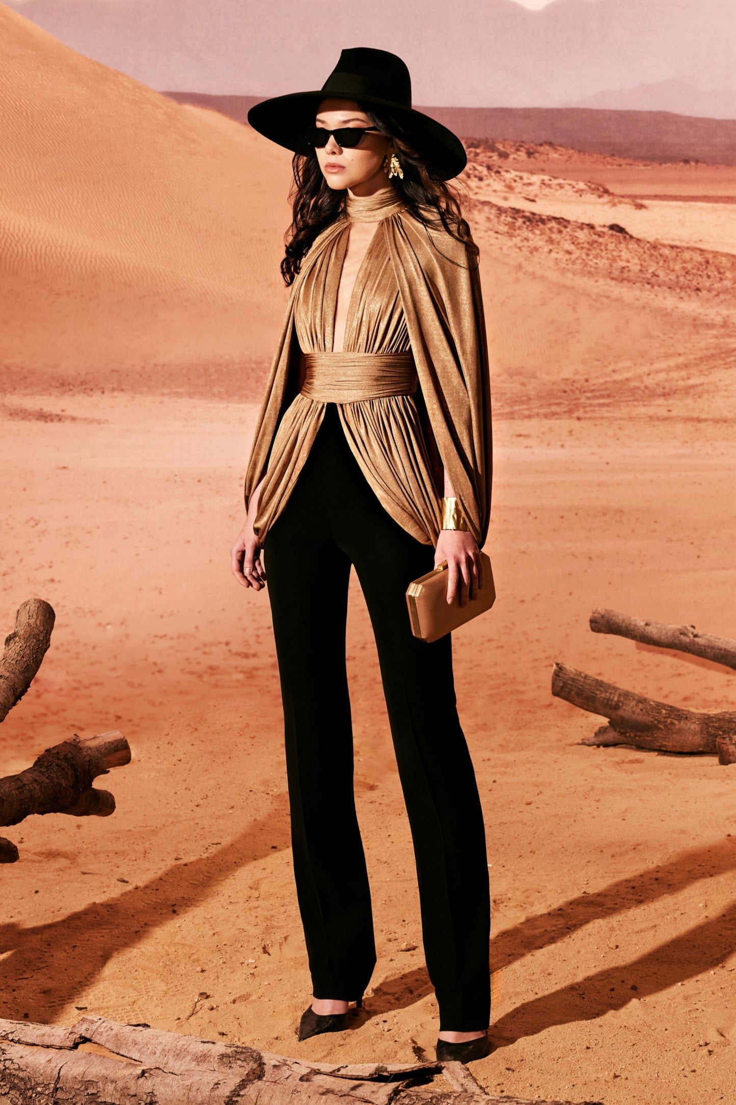 Camel Bodice with Crepe Trousers