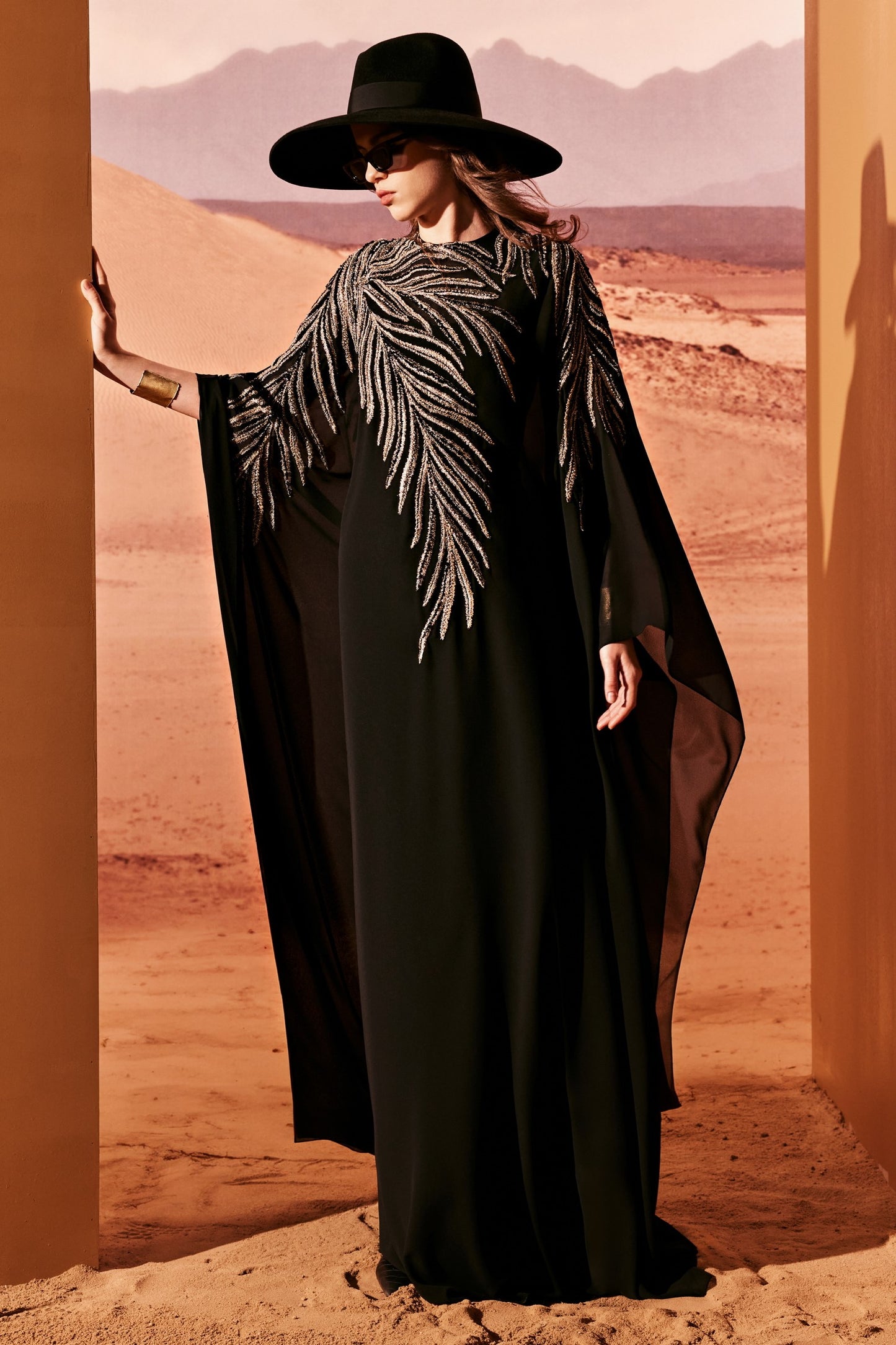 Kimono-Like Tulle Gown