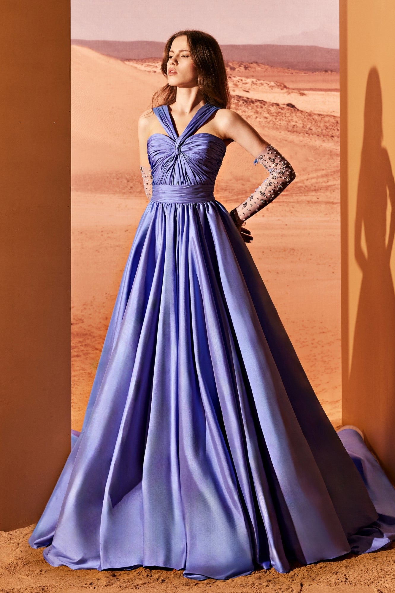 Halter Neck Taffeta Gown