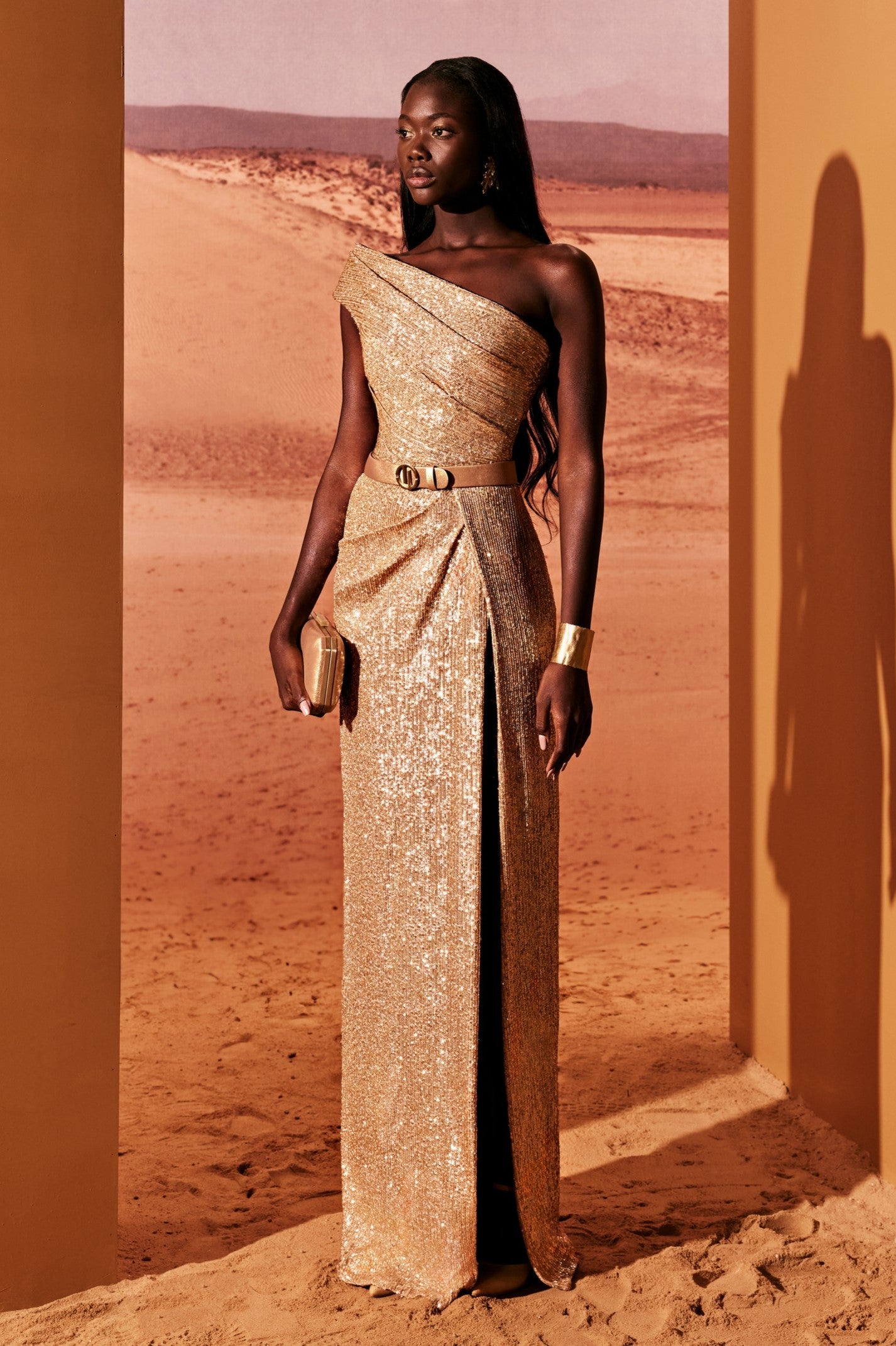 Asymmetrical Sequined Gown