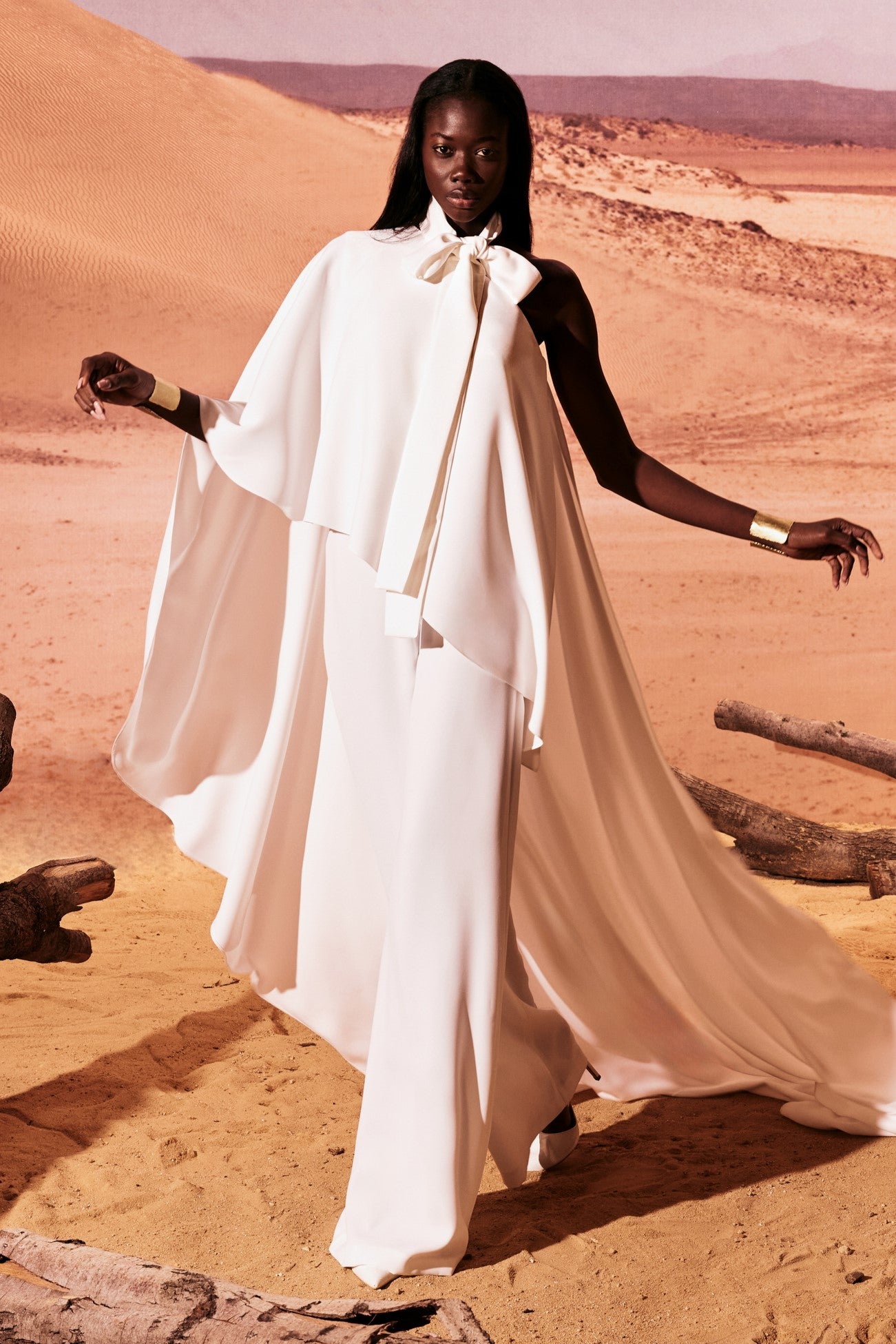 Crepe Jumpsuit with Train