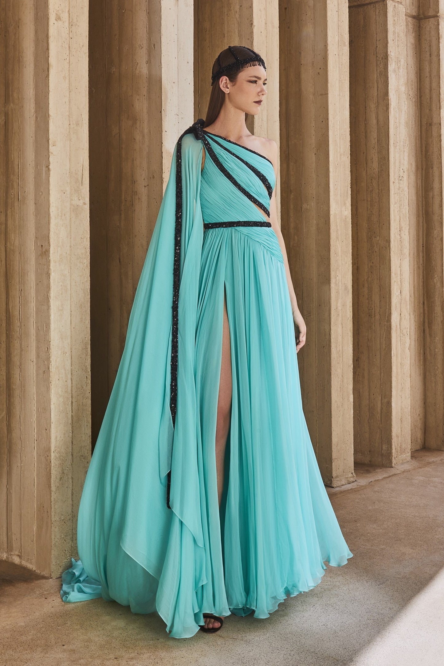One Shoulder Mint Gown