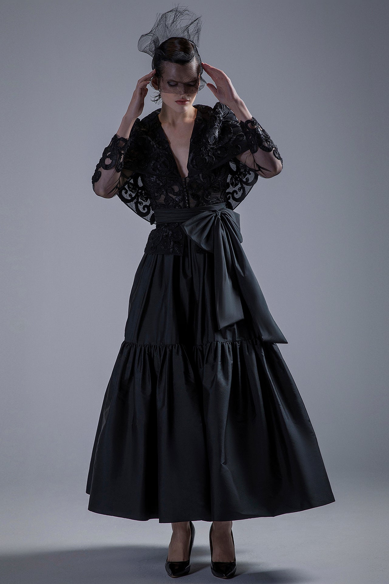 Sheer Black Top with Skirt