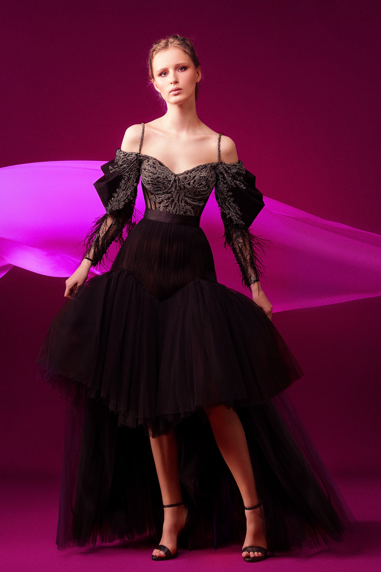 Off the Shoulder Corset High-Low Gown