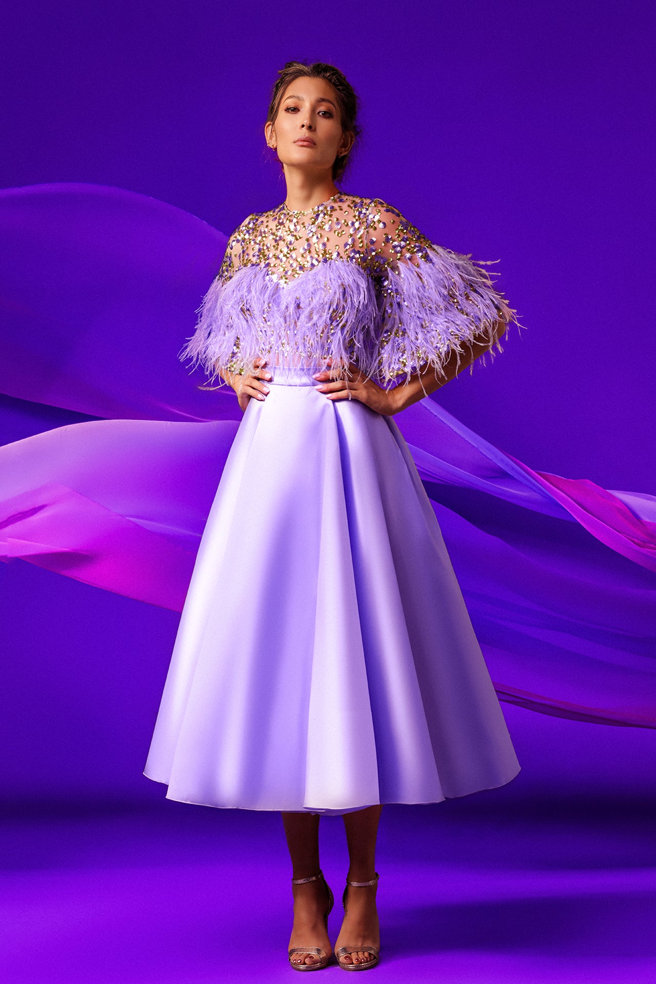 Sequin Feathered Top and Skirt