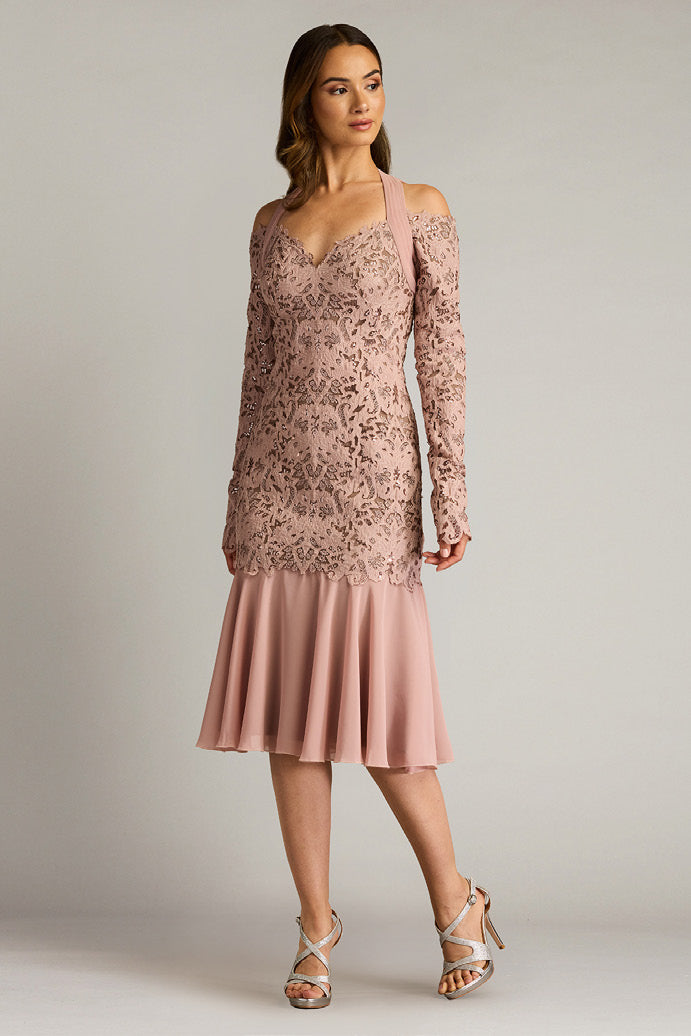 Laser Cut Embroidered Halter Dress