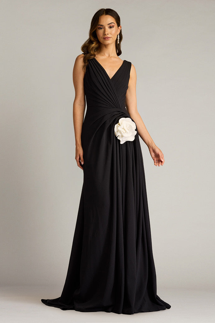 Textured Crepe Sleeveless Gown