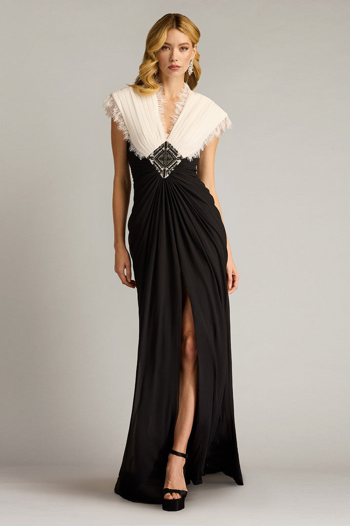 Textured Contrast Gown