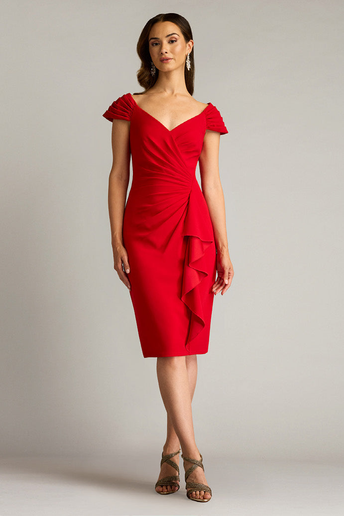 Textured Crepe Cap Sleeve Dress