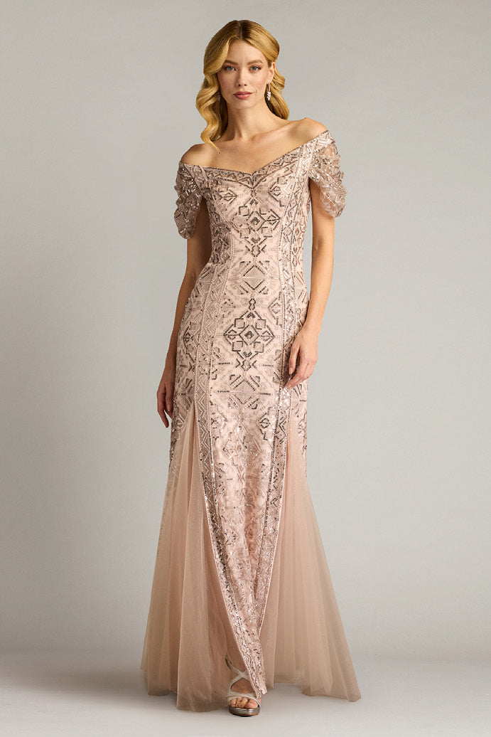 Tribe Inspired Paillette Embroidered Gown