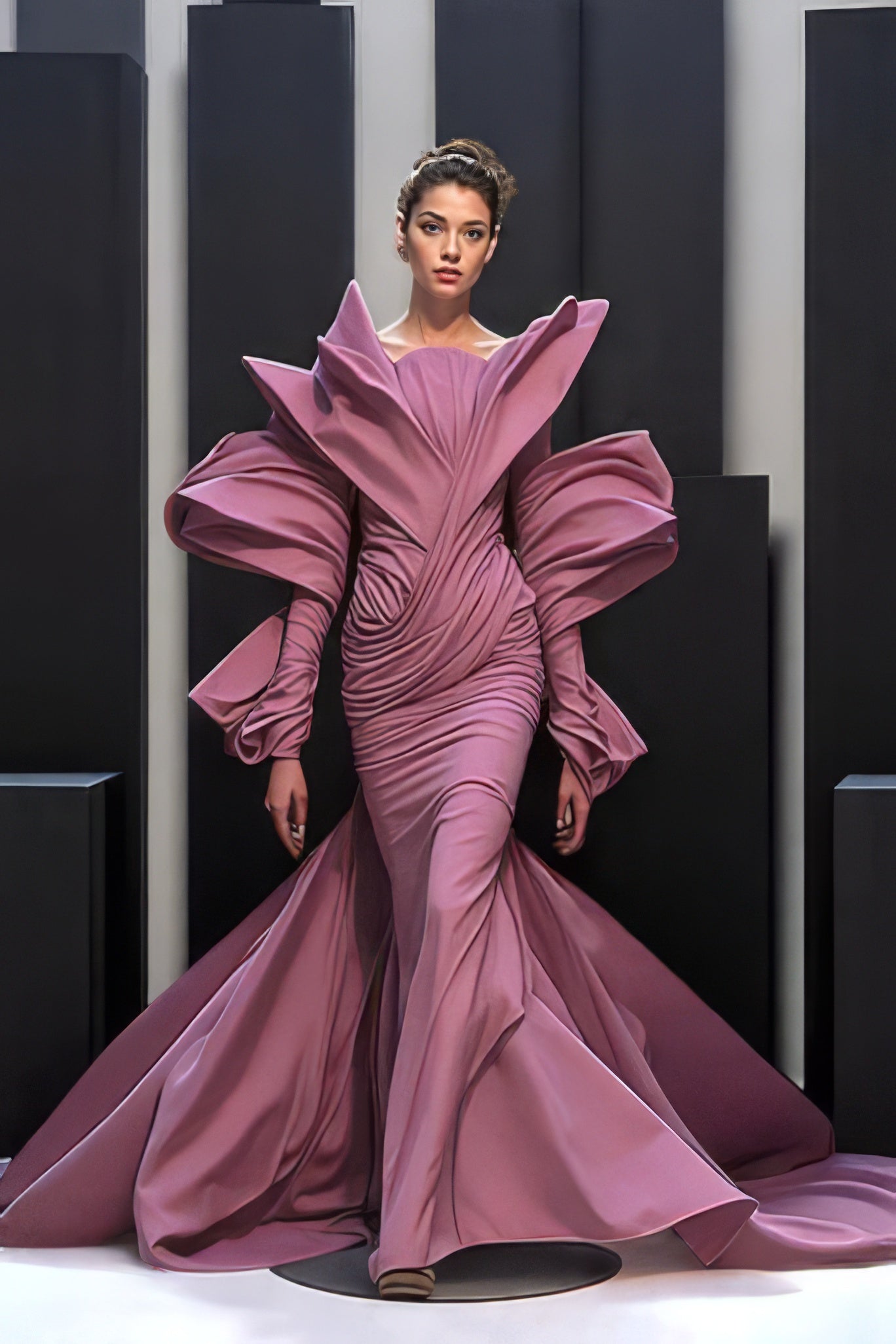 Structured Long-Sleeved Gown