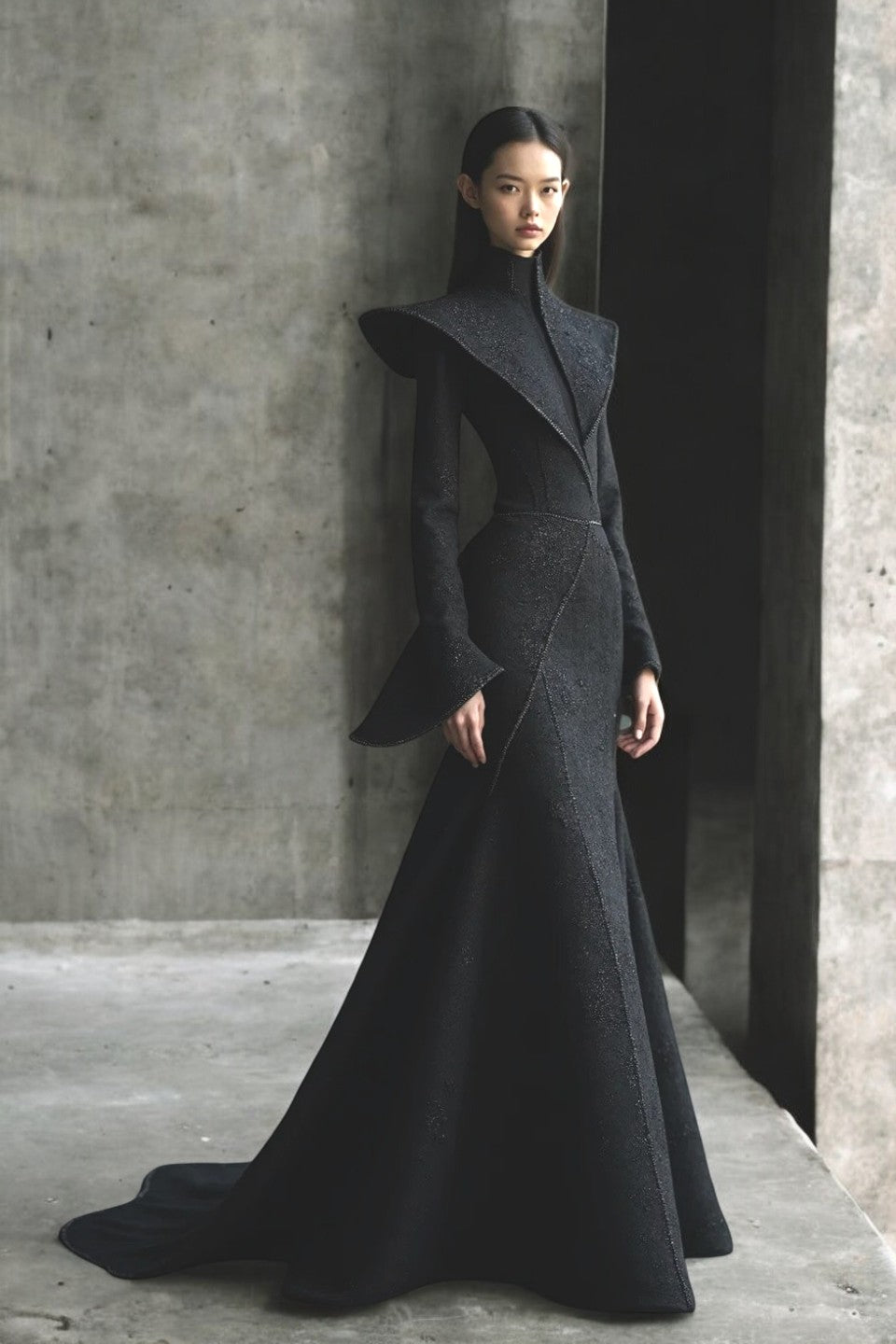 High Neck Flared Gown