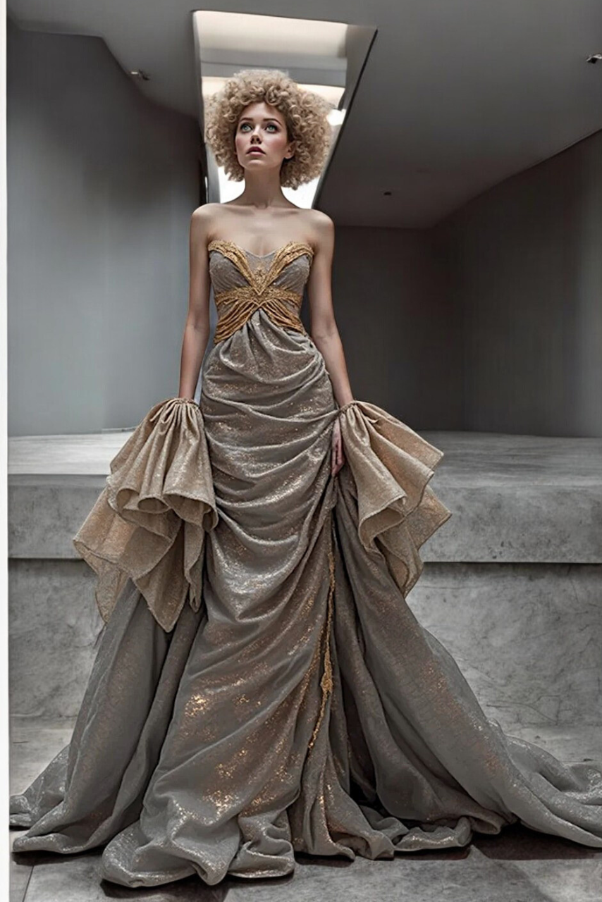 Draped Strapless Gown