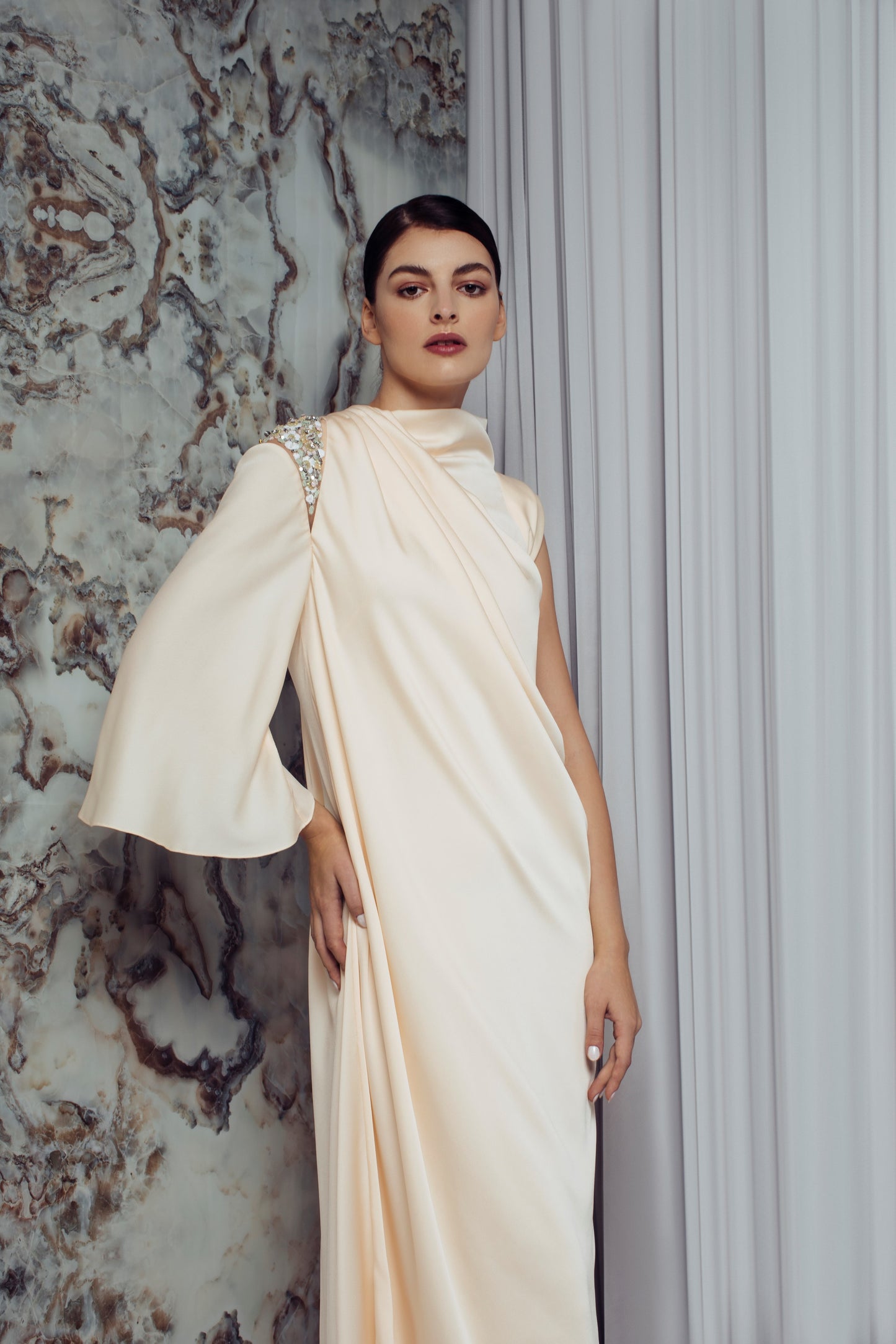 Zaara Draped Kaftan with Embroidery