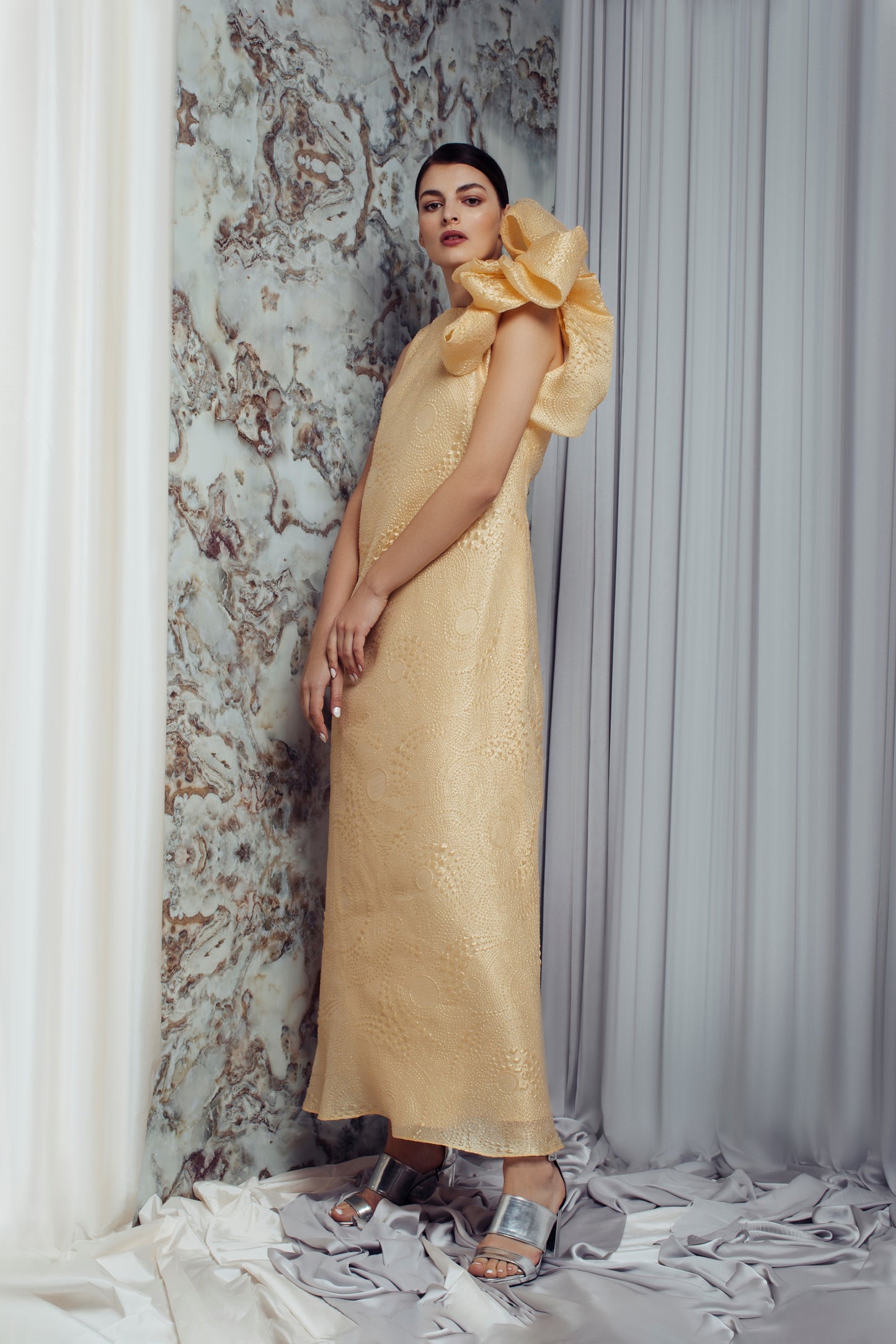 Hale 3D Sleeveless Shift Gown