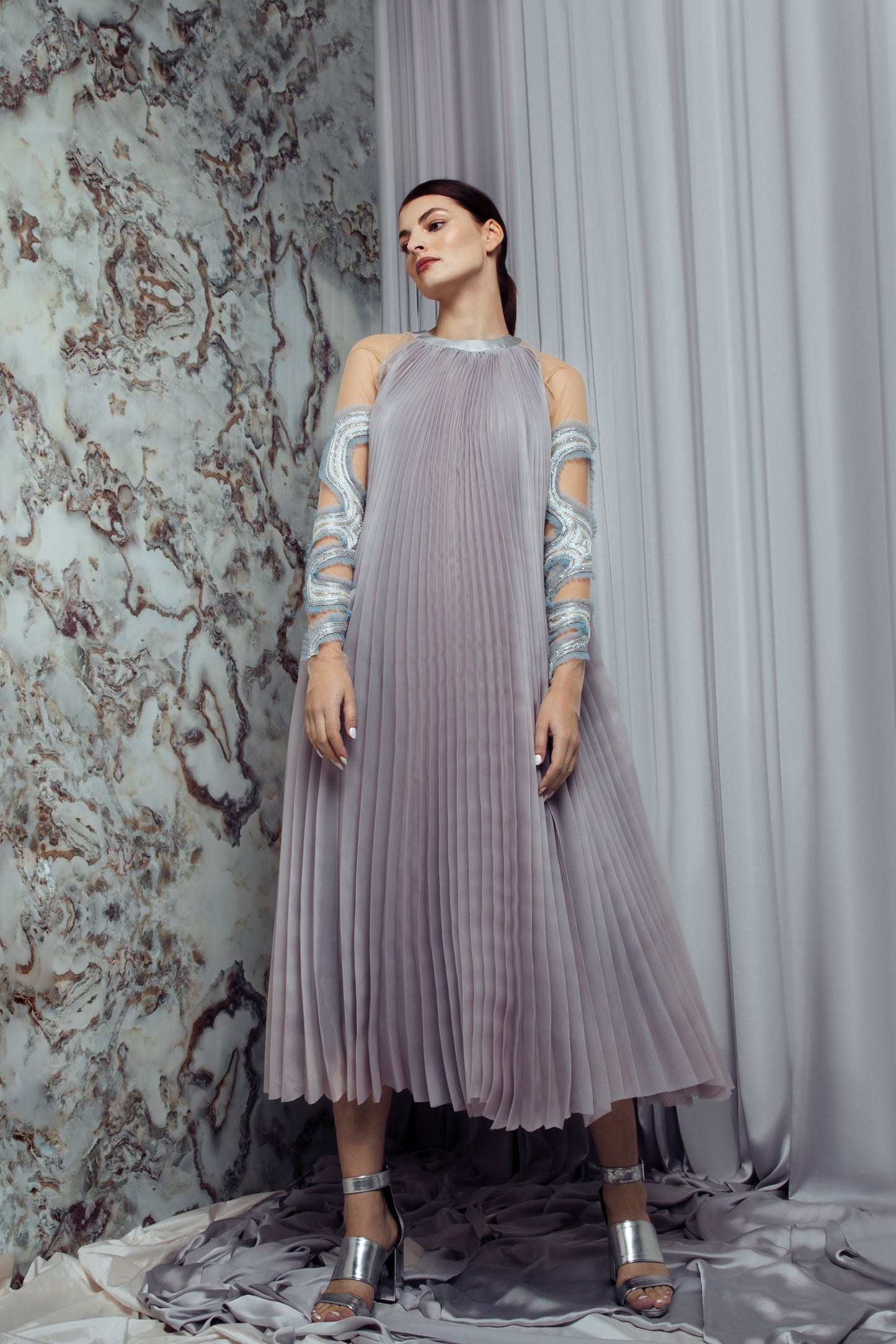 Haala Pleated Organza Dress