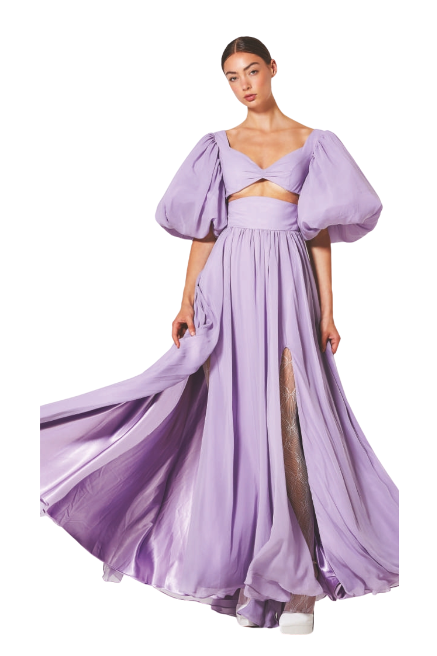 Violet Liquid Sequins Gown