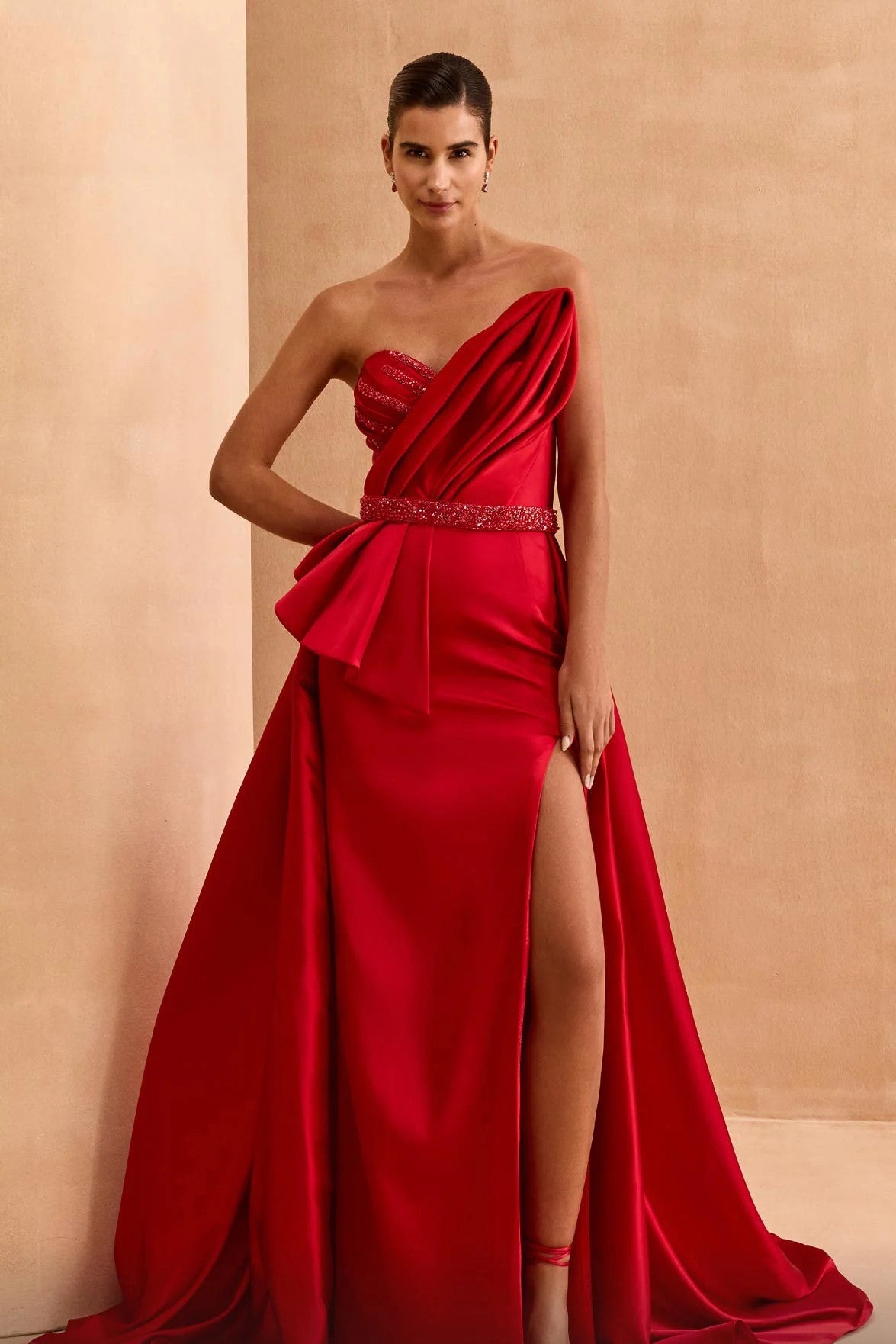 Strapless Embellished Gown with Overskirt