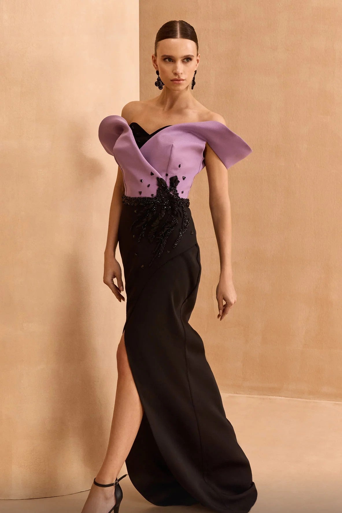 Off Shoulder Slim Slit Gown