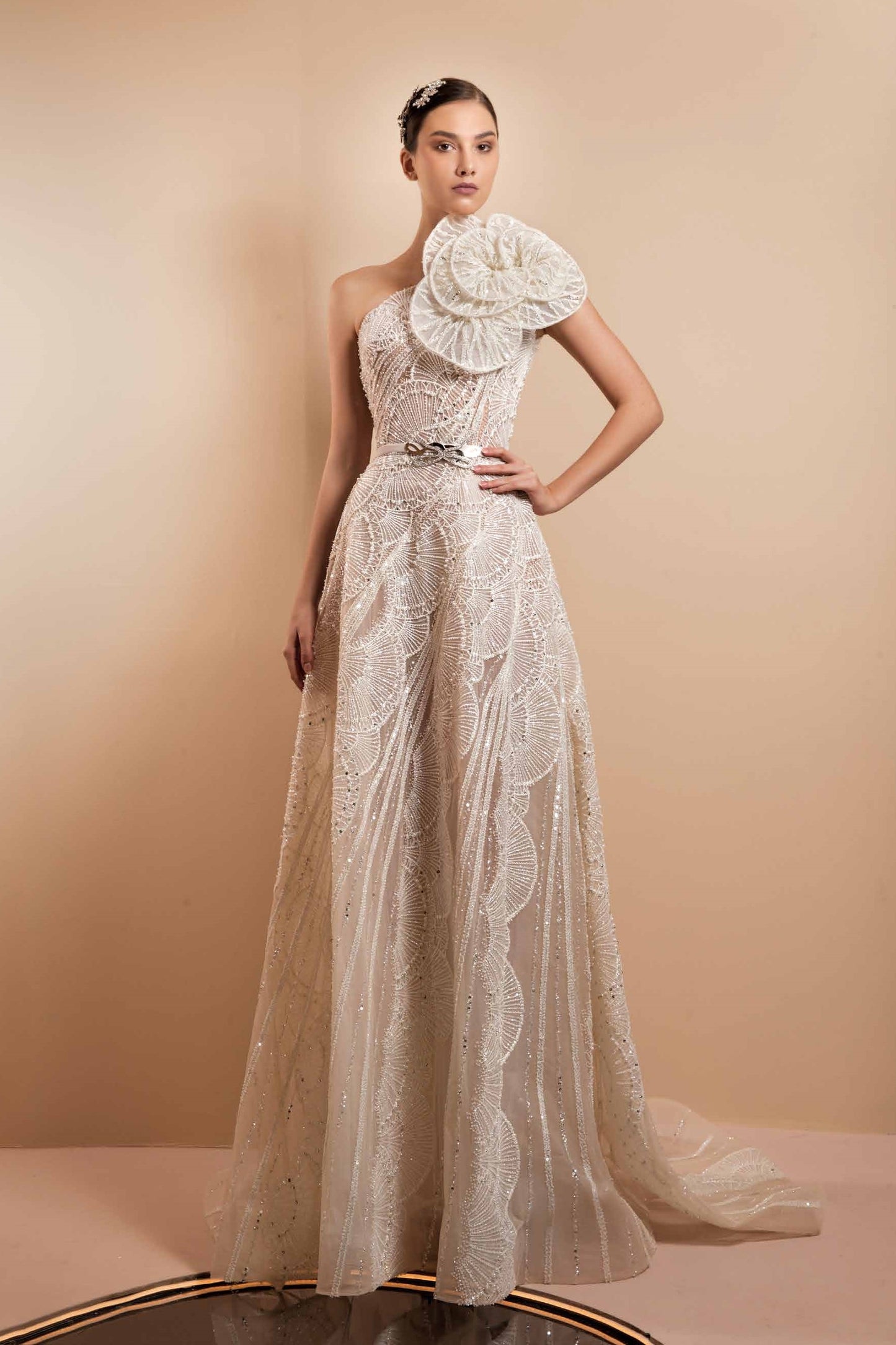 A-Line Fully Beaded Gown