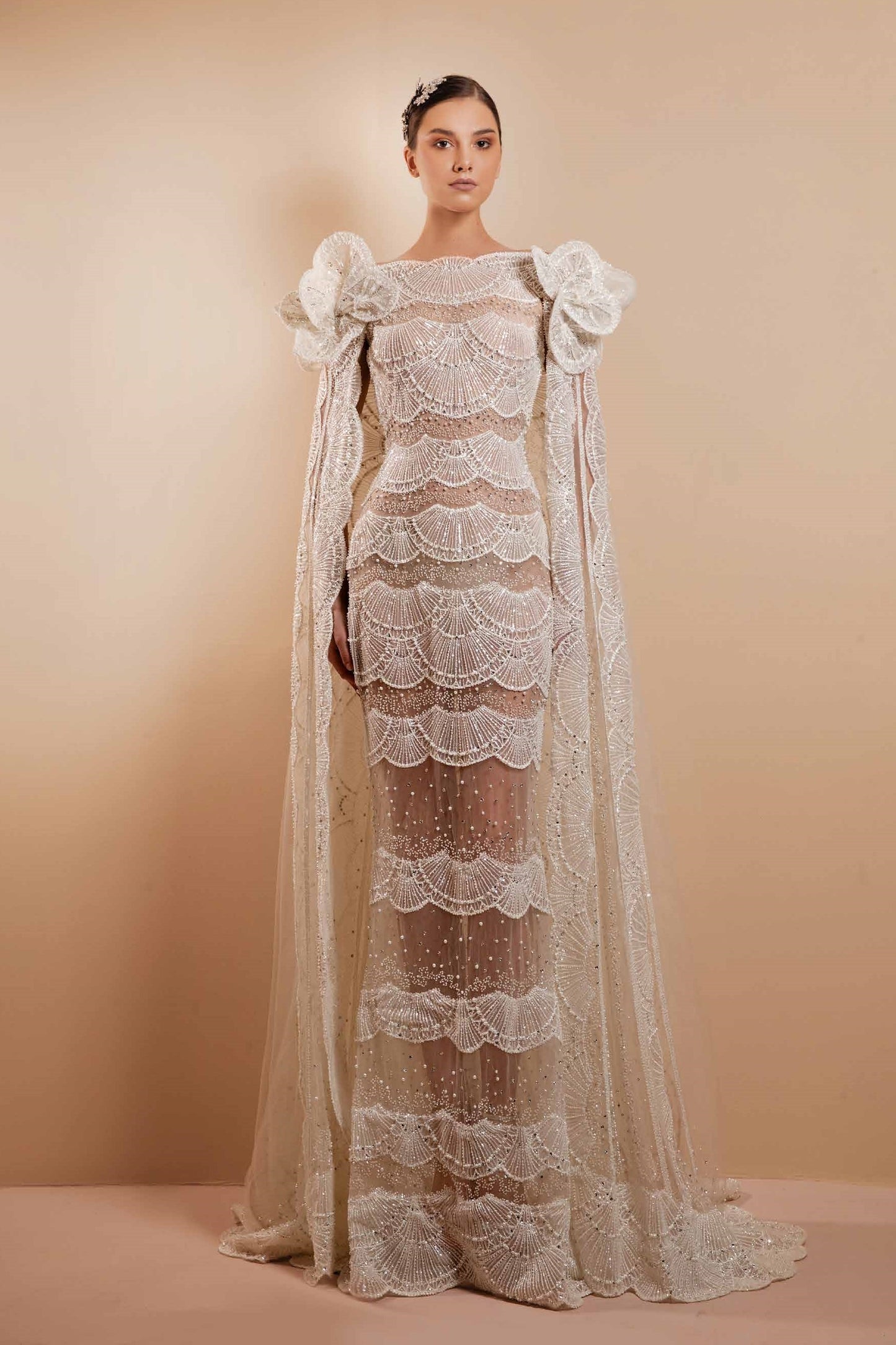 Scalloped Beaded Gown