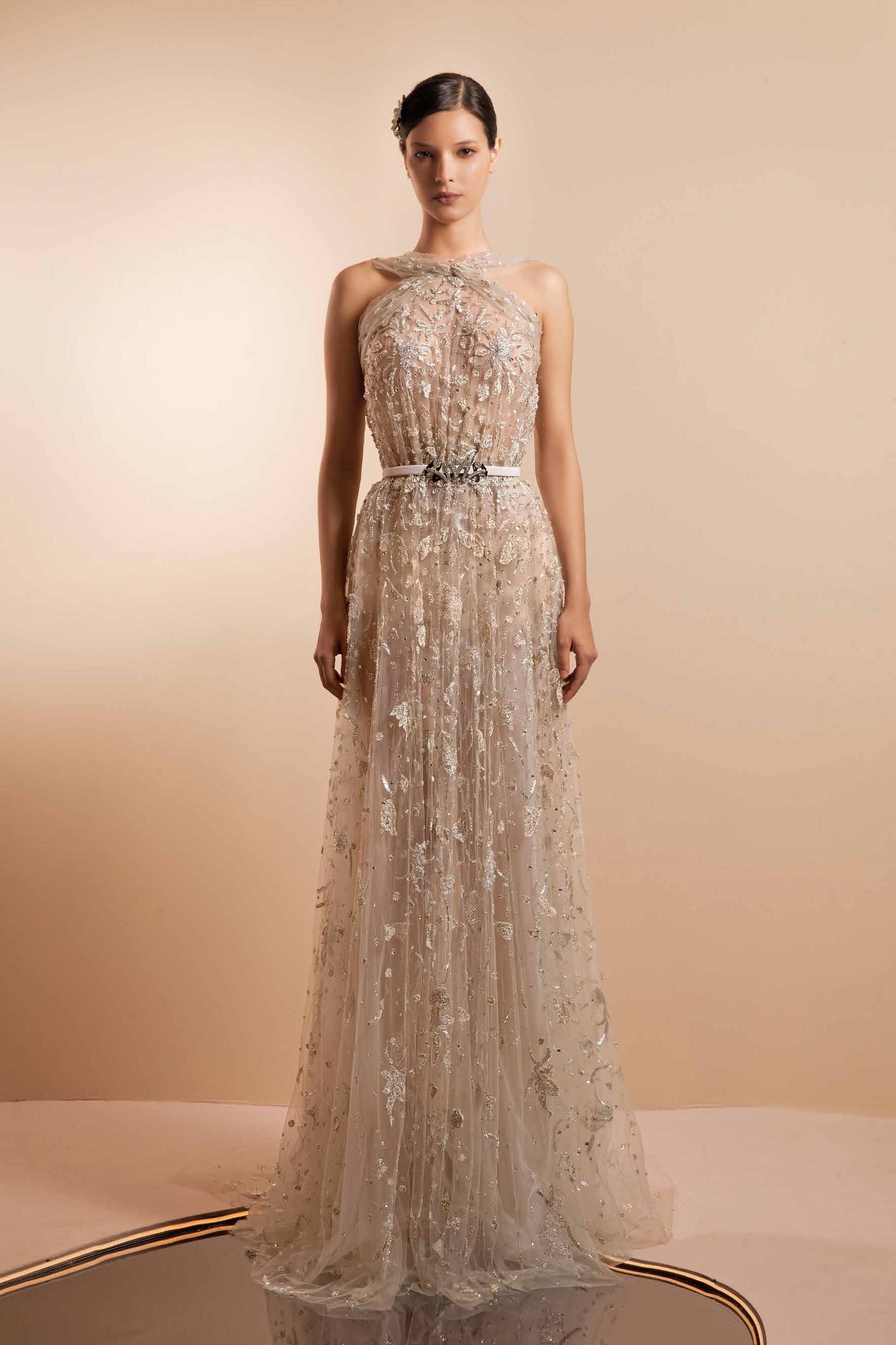 Fully Beaded Sleeveless Gown