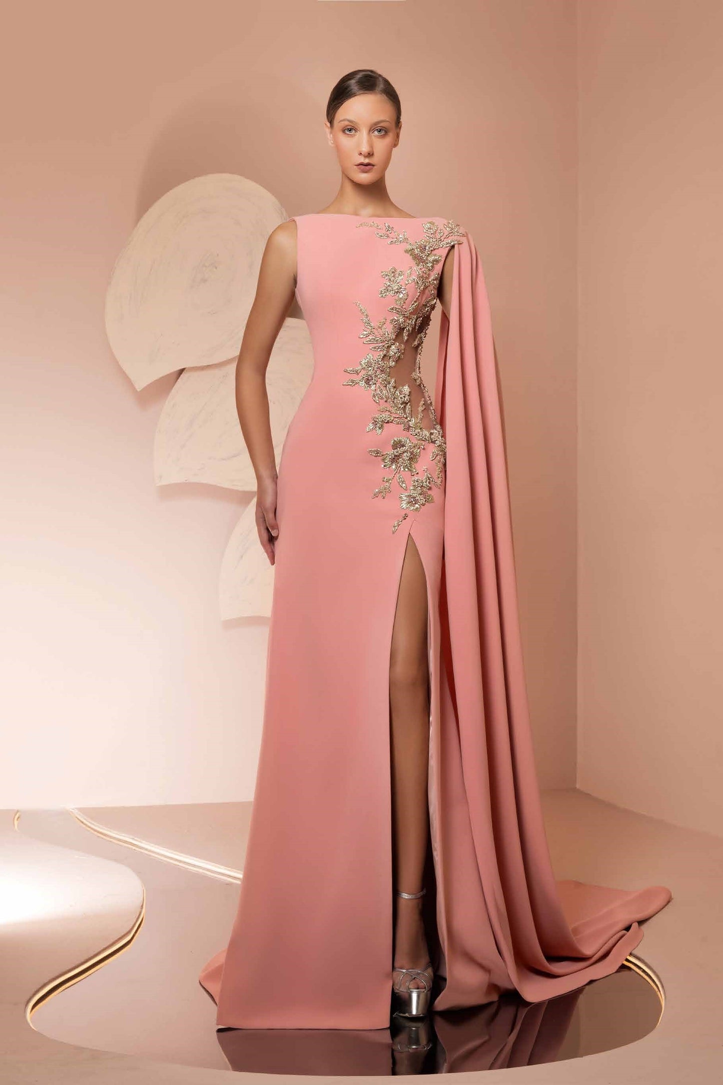 Crepe Embroidered Gown